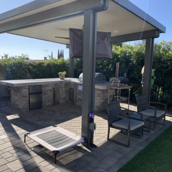 detached pergola with outdoor kitchen